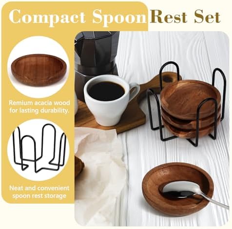4 Pack Acacia Wood Spoon Rest - Image 3
