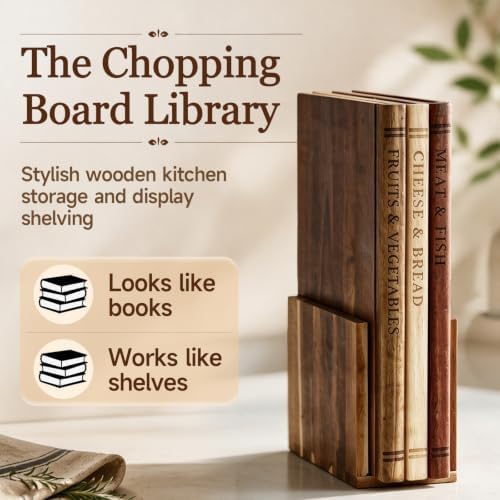 Wooden Book Cutting Board Set - Image 3