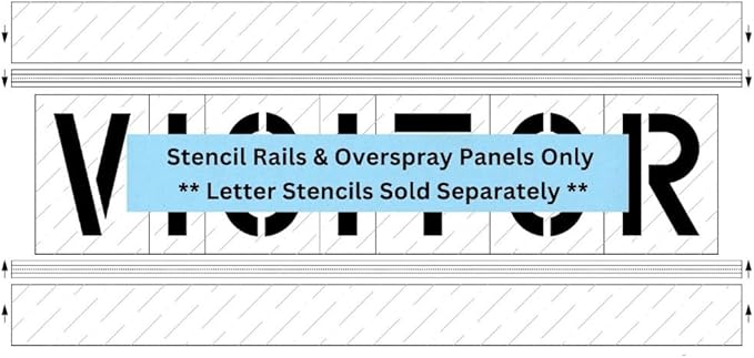 Stencil Trac Rails for Letter/Number Stencils | Part#: 10001146 | Use for Marking Parking Spaces, Doors & Walls | 2 Locking Rails 48″ W & 2 Overspray Panels | Stencils Sold Separately | Made in USA