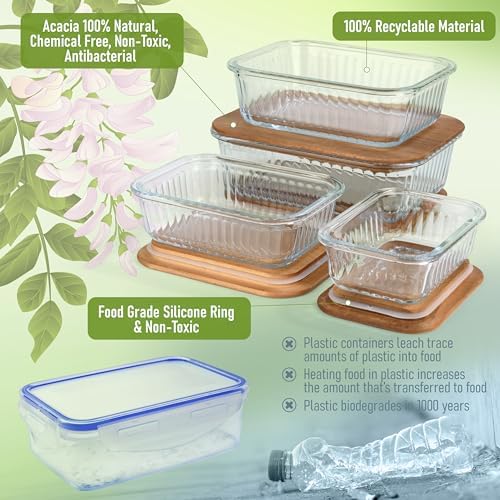 Ribbed Glass 4 Stackable Meal Prep Containers - Image 6