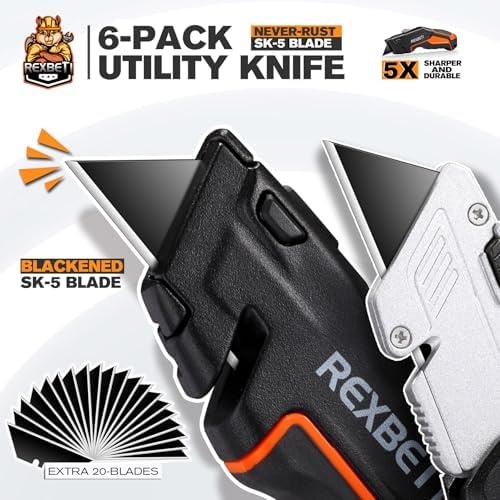 REXBETI Box Cutter 6-Pack, Utility Knife - Image 2