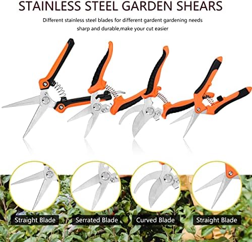 5 pack Garden Pruning Shears Stainless Steel Blades, Handheld Scissors Set - Image 2