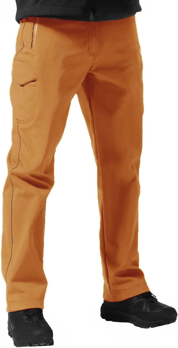 FREE SOLDIER Men's Outdoor Softshell Fleece Lined Cargo Pants Snow Ski Hiking Pants with Belt