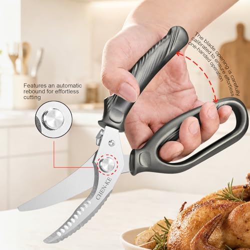 CHEN-KE Rust Resistant Heavy Duty Multipurpose Kitchen Shears-Grey - Image 3