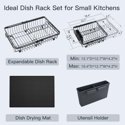MAJALiS Grey Expandable Dish Drying Rack Over Sink - Image 2