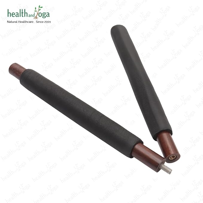 HealthAndYoga™ StretchNHeal Collapsible Multi-Use Wooden Yoga Stick - Regular and XL - Portable Posture Corrector Pole, Stretch Mobility Stick, Physical Workout Exercise Dowel
