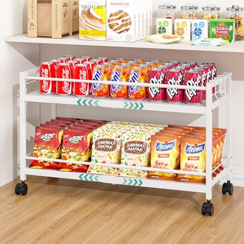 2 Pack 2-Tier Expandable Rolling Pantry Cart by 3IngSeagulls