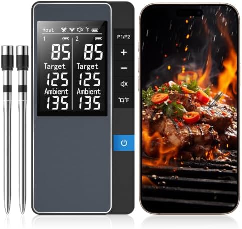 Smart Bluetooth Wireless Meat Thermometer, Digital Smart Base, 2 Probes by Chihod