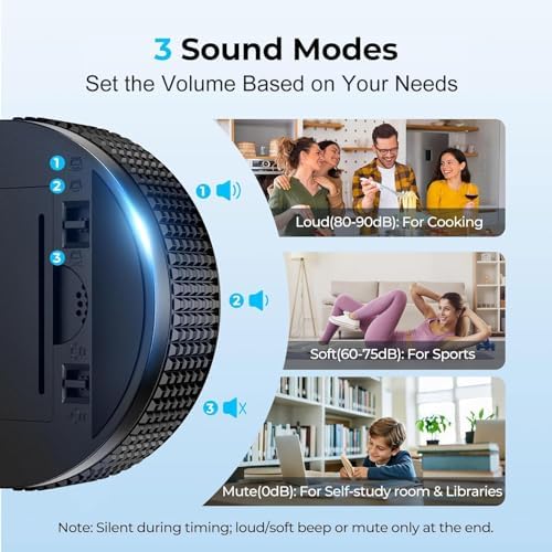 Digital Magnetic Kitchen Timer for Cooking, Large LED Countdown Timer, Rotating - Image 2