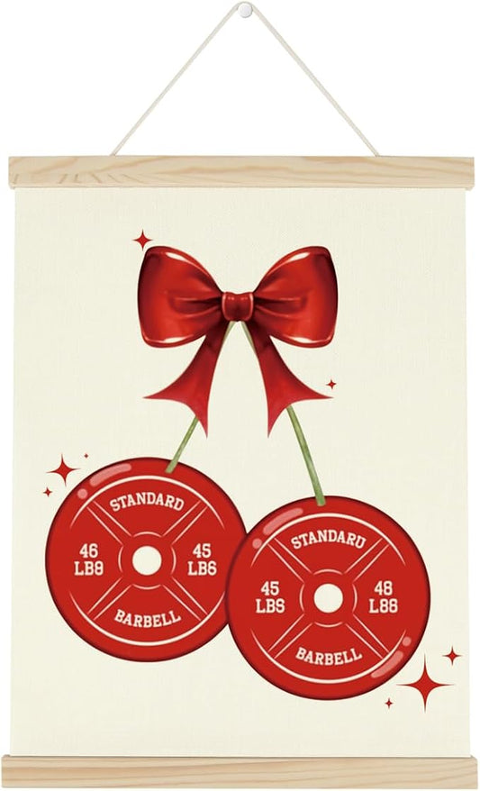 Gym Bow Dumbbell Motivational Posters College Dorm Posters Gifts for Girls Friends Gym Flag Wall Art Decor Sign for Home Gym Bedroom Office