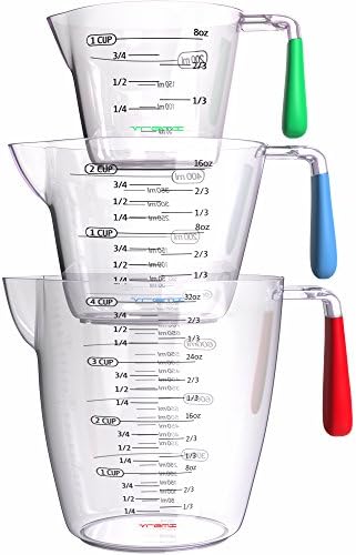 Vremi 3 Piece Plastic Measuring Cups Set BPA Free Stackable Measuring Cups by VremiHomeKitchen
