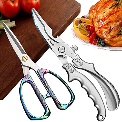 2-Piece Kitchen Shears Set, Heavy Duty Professional Poultry Meat Scissors by AUDAMI