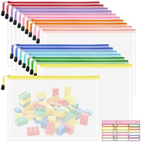 18pcs Mesh Zipper Pouch Bags, A4 Letter Size, 9 Colors Zipper Pouches by VVCOIIROEI
