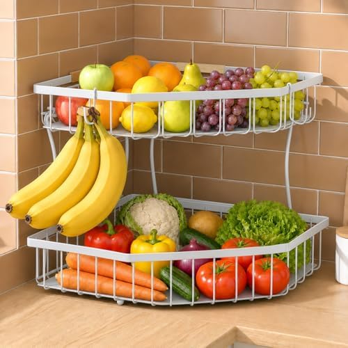 2 Tier Fruit Basket for Kitchen Counter by Tequie