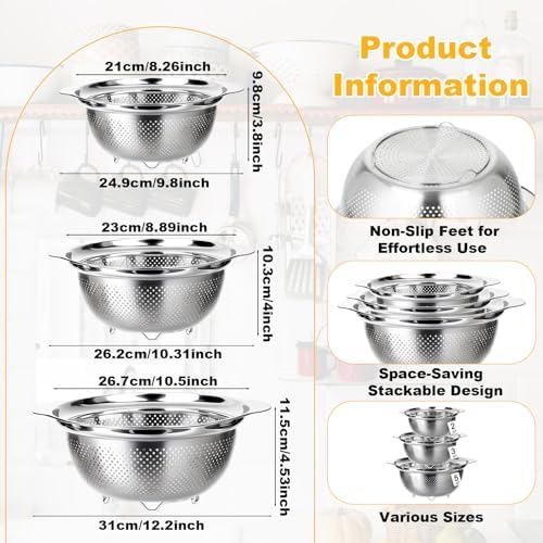 3 Pcs Stainless Steel Colander Set - Image 5