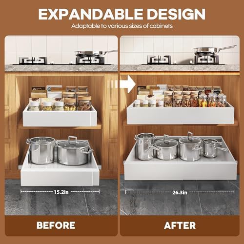 Seinloes 4 Pack Expandable Pull Out Cabinet Organizer 21"Deep - Image 3
