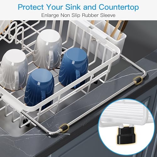 JASIWAY White Dish Drying Rack Over the Sink - Image 7