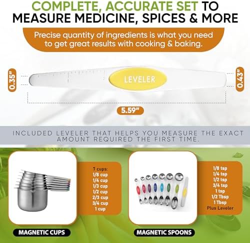 Spring Chef 15 Magnetic Measuring Cups & Spoons Set w/Levelers - Image 6