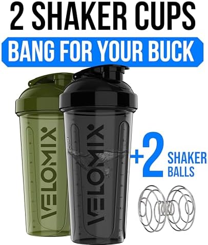 VELOMIX 2 Pack 28oz Protein Shaker Bottle - Image 2