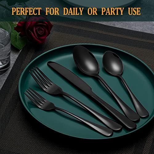 20 Pcs Black Silverware Set, Stainless Steel Flatware Set - Image 7