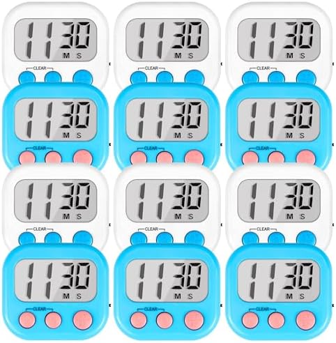 Timer for Kids Digital Kitchen Timers for Cooking- 12 Pack Blue White by AOUCE