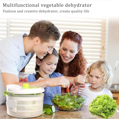 3L MANUAL SALAD SPINNER, PLASTIC LETTUCE VEGETABLE STRAINER BASKET - Image 5