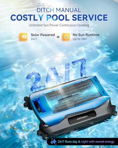 24/7 Solar Powered Automatic Electric Pool Skimmer Robot - Image 2