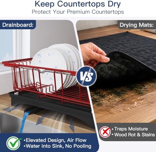 JASIWAY Red Dish Drying Rack in Sink - Image 4