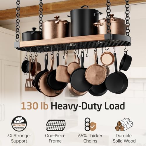 KES 48 Inch Large Hanging Pot Rack Ceiling Mount - Image 2