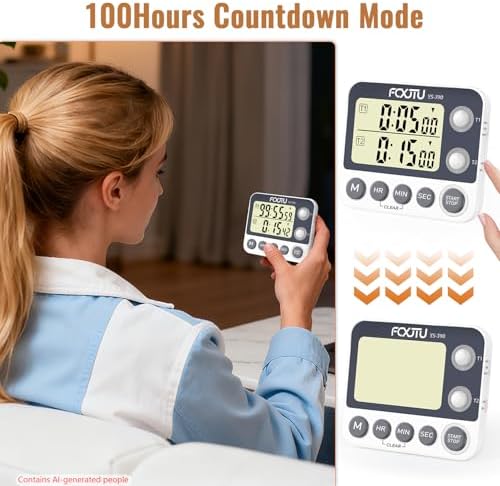 Digital Dual Kitchen Timer, 2Groups Count Up/Down Timer - Image 5