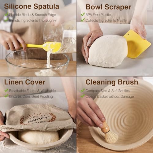 BAVIFY Sourdough Starter Kit, Banneton Bread Proofing Baskets Set - Image 6
