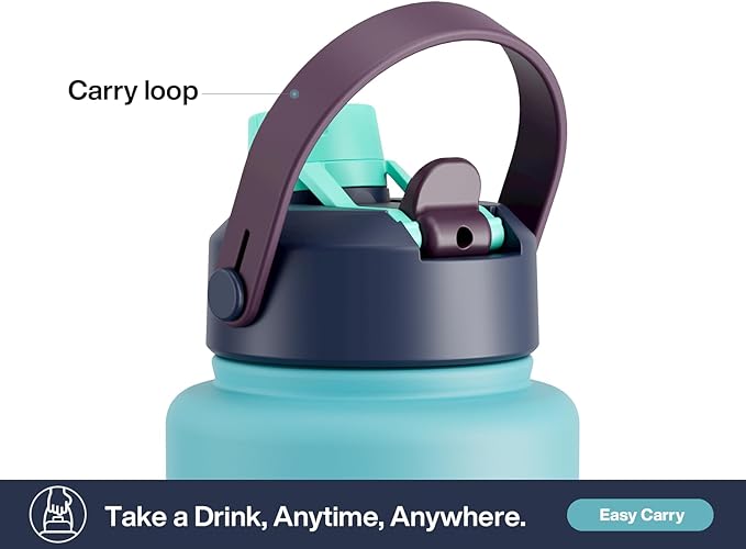 40 oz Insulated Water Bottle with 2-in-1 Straw and Spout Lid, Keep Cold 24H, Leak-Proof, BPA-Free, Double Wall Stainless Steel Water Bottle for Sports, Gym, Travel, and School (Big Wave)