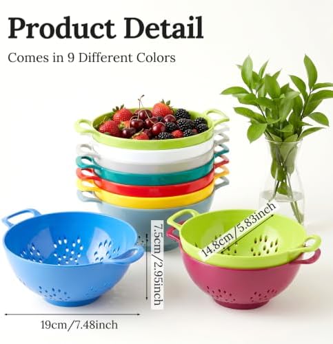 10 Pack Small Colander for Kitchen Berry Colander Plastic Strainer - Image 2