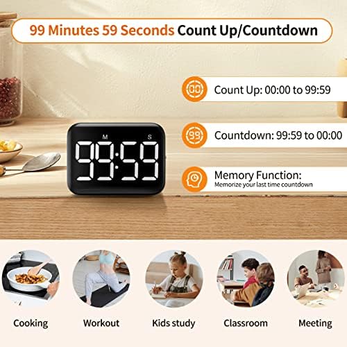 Digital Kitchen Timer, Magnetic Large Display - Image 3