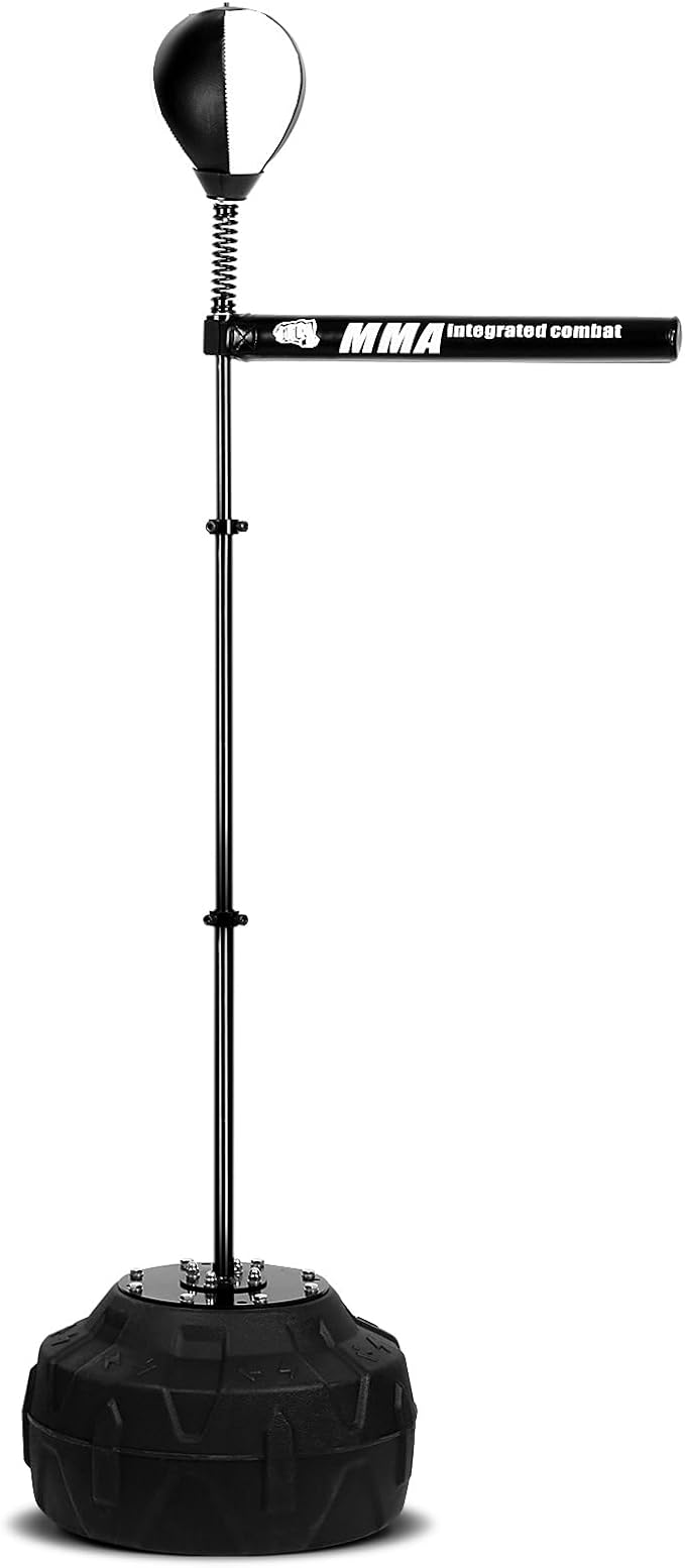 INNOLIFE Spinning Bar Boxing 360°Black White Speed Trainer Free Standing Punching Bag Adjustable Height Ideal for Adults and Youth Enhance Reflexes and Boxing Skills