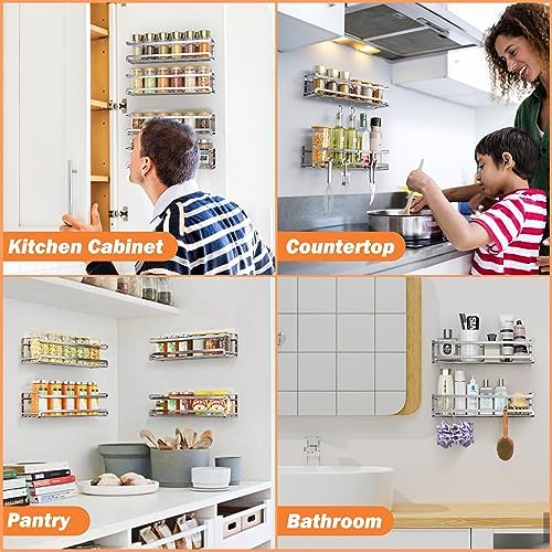 Bunoxea Spice Rack Wall Mounted 4 Pack, - Image 6