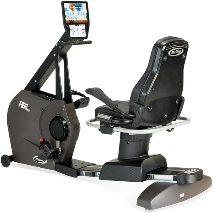 RB8MAX Recumbent Exercise Bike, Gray, Low-Impact Exercise, 360-Degree Swivel Seat, Engaging Programs Including Measuring Imbalances, & Compatible with Free NuStep Wellness App