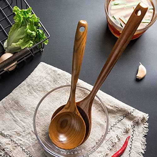 2 Large Wooden Ladle Deep Serving Spoons - Image 4
