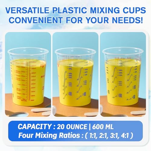 50 Pack Plastic Mixing Cups, 20 oz Measuring Cups - Image 2