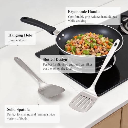 ChefBee 2PCS Stainless Steel Spatula Set, Solid & Slotted Turner - Image 3