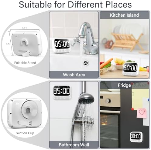 HAUKINIX Shower Timer Waterproof Bathroom Toilet Timer Digital Kitchen - Image 2