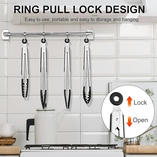 4 PCS Kitchen Tongs with Silicone Tips - Image 5