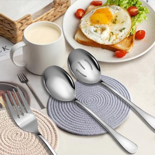 6 PCS Serving Spoons Set, Includes 2 Spoon/Slotted/Forks - Image 4