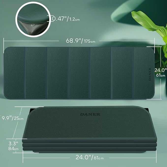 Foldable Yoga Mat 12mm Extra Thick Joint Protection,Portable Design for Travel/Pilates/Board/Camping,Environmental Sports Mat Non-Slip Gym Mat,Odorless POE Material