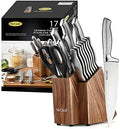 McCook Knife Set Sharp Kitchen Knife Block Set w Built-in Sharpener by McCook