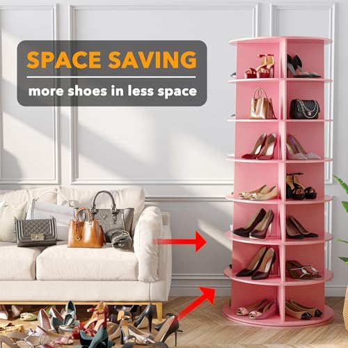 SpaceAid 7 Tier Rotating Shoe Rack Tower, Spinning Shoe Display Lazy Susan - Image 3