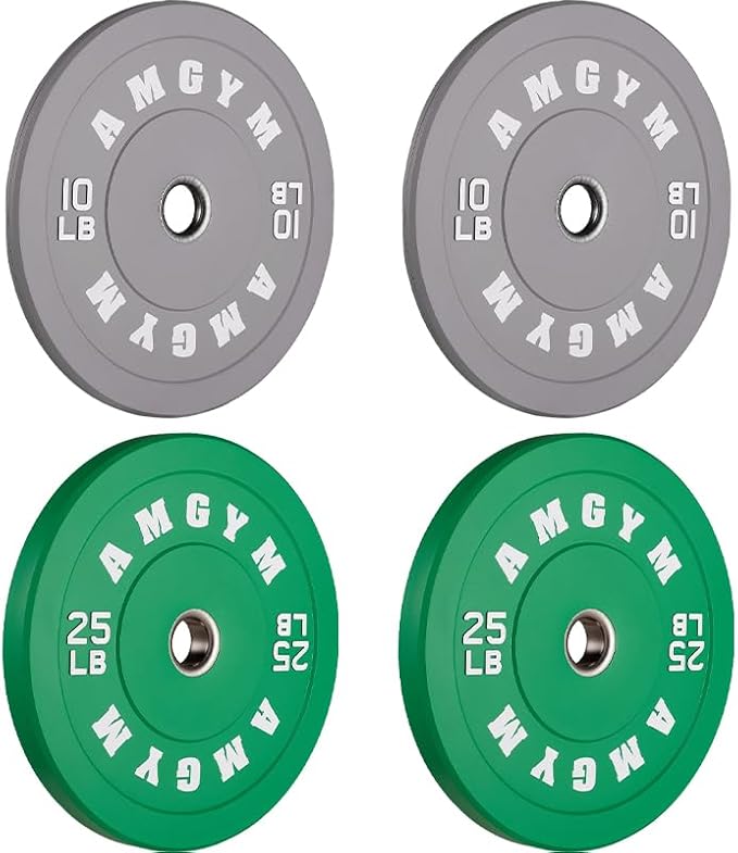 2 Inch Bumper Plates，10-500lbs，Barbell Rubber Olympic Weight Plates Set for Home Gym, Strength Training & Weight Lifting, Multiple Options Colors