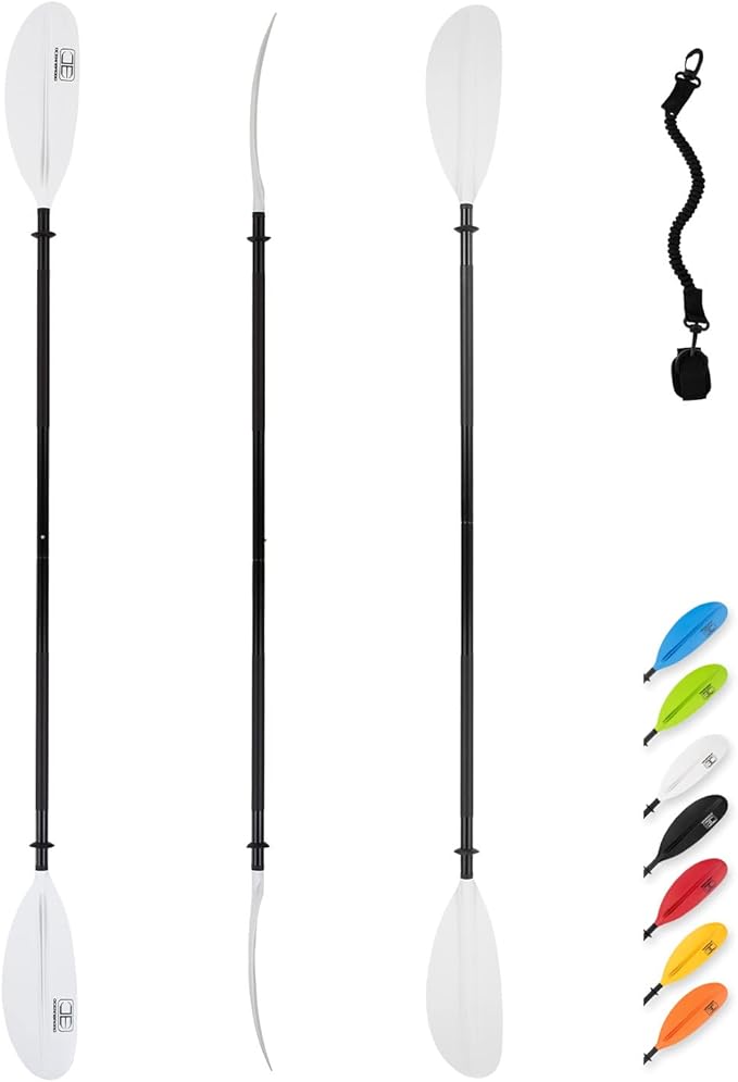 OCEANBROAD Kayak Paddle 86in/218cm, 90.5in/230cm, 95in/241cm Alloy Shaft Kayaking Boating Canoeing Oar with Paddle Leash