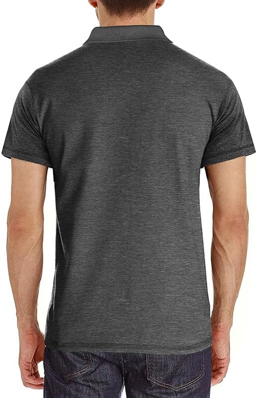 Men's Casual Polo Shirts Classic Button Basic Short Sleeve Shirt Solid Color Cotton Tees Golf Stylish Tops