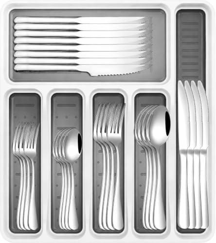 49PCS Silverware Set with Organizer by JUNLIN